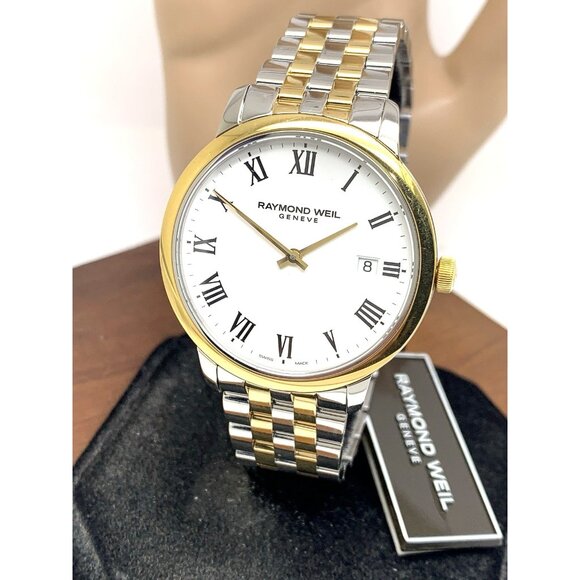 Raymond Weil Mens Watch 5485 Toccata Swiss Quartz White Dial Two Tone Steel 39mm - Picture 1 of 14